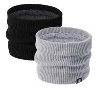 ZXTGBQ 2 pcs Winter Neck Warmer Fleece Snood for Men Women Fleece Lined Thermal Windproof Thermal Knitted Neck Snood Scarf for Ski Running Cycling Motocycle Sports