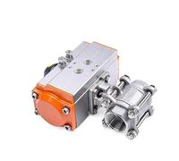 ZXTIIEUF 1/4" 3/8" 1/2" 3/4" 1" Three piece High Platform Pneumatic Ball Valve 304 Stainless steel Q611F-16P Double Acting Cylinder(3/8 Inch)