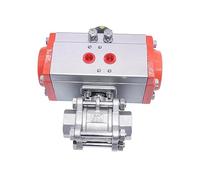 ZXTIIEUF 1" Three Piece High Platform Pneumatic Ball Valve 304 Stainless steel Q611F-16P(Double acting)