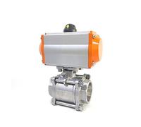 ZXTIIEUF DN40 Pneumatic Ball Valve Three Piece High Platform Stainless Steel 1-1/2" Internal Thread Q611F-16P Double Acting Cylinder