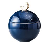 ZXTRYBHD Ceramic Keepsake Urn with Planet Design for Pet or Human Ashes - Decorative Cremation Urn for Burial or Memorial Display(Blue)