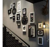 ZXW Stair Decoration Easel Picture Frame, Combination Photo Wall with 14 Frames & 3 Accessories - Black & White