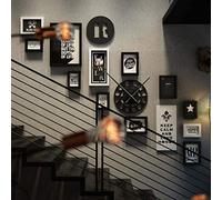 ZXW Staircase Photo Wall Set, Restaurant Combination Photo Frame, 12 Photo Frames & 3 Kinds Of Accessories, Decorative Picture Frame-Black+White