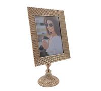 ZXWSTORE 5x7inch Metal 3D Photo Frame, American Style Table Frame, Light Gold Color
