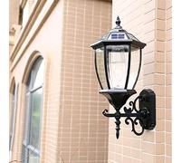 ZXXDSMYF Wall Lamp Wall Light Led Wall Lantern Fixture Vintage Solar Outdoor Garden Outdoor Retro Design Sconces with Glass Lampshade Hexagonal Palace for Pub Villa Garden Light/B