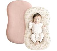 ZXYIVOO Muslin Baby Lounger Cover 2 Pack, 100% Cotton Newborn Lounger Cover, Soft and Breathable Baby Nest Slipcover for Boys Girls (Pink, Floral)