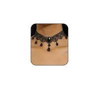 ZXYMHL Black Gothic Vampire Necklace for Women Vintage Lace Rose Flower Choker Collar Necklace Halloween Dark Bridal Cavewoman Costume Jewelry, M, lace, No Gemstone