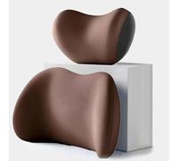 ZXZFDC Car Lumbar Support Pillow and Neck Pillow for Suzuki Ignis (2016-2021), Memory Foam Car Headrest Pillow, Erognomic Lumbar Support Cushion for Neck Back Pain Relief,A BROWN