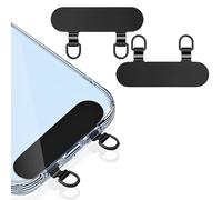 ZXZone 2 Way Metal Phone Tether Tab, Upgraded Double Buckle Hole Ring Cell Phone Lanyard Patch, Phone Strap Replacement Part for iPhone Cases (T, 2 Pieces) (Black)
