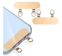 ZXZone 2 Way Metal Tab Tether, Upgraded Double Buckle Hole Ring Cell Lanyard Patch, Phone Strap Replacement Part for iPhone Cases (T, 2 Pieces) (Gold)