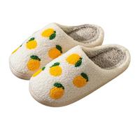 ZXZUCVE Slippers Cute Fruit Ladies Slippers For Winter Indoor Warm Soft Sole Breathable And Comfortable-lemon-37-38