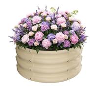 ZXZYHFTY Raised Garden Bed, 0.6 mm Galvanized Steel Round Planter Box with Open Bottom, White, 2 x 2 x 1 FT, 1 Pack