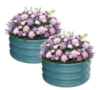 ZXZYHFTY Round Galvanized Raised Garden Bed kit,Blue Outdoor Garden Raised Planter Box, Round Large Metal Raised Garden Beds for Vegetable 2 * 2 * 1ft 2 Pcs
