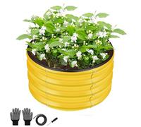 ZXZYHFTY Round Galvanized Raised Garden Bed kit,Yellow Outdoor Garden Raised Planter Box, Round Large Metal Raised Garden Beds for Vegetable 2 * 2 * 1ft 1 Pack