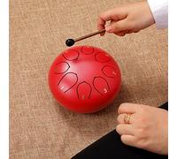 ZXZYHFTY Steel Tongue Drum, 6 Inch 8 Note Steel Hand Drum with Bag, Music Book, Drumsticks, Mallet Holder and Finger Paddles, for Camping, Meditation, or Yoga .(Red)