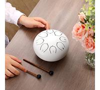 ZXZYHFTY Steel Tongue Drum, 6 Inch 8 Note Steel Hand Drum with Bag, Music Book, Drumsticks, Mallet Holder and Finger Paddles, for Camping, Meditation, or Yoga .(White)