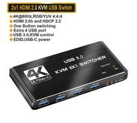 (ZY-AK3-1, One size) 2x2 HDMI KVM Switch Matrix 4K 60Hz Dual Monitor KVM HDMI Extended Display USB KVM Switcher 2 in 2 out for 2 Computers 2 Monitors