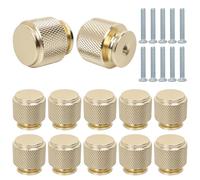 ZY-otu 10 Pcs Matte Gold Knurled Cabinet Knobs - Premium Aluminum Alloy Knobs with Screws, Single Hole Modern Knobs for Quick DIY Installation on Drawer, Dresser, Cupboard & Wardrobe