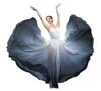 ZYACTU Long Sheer Lyrical Dance Skirt for Women's Swing Wrap Skirt Modern Ballet Costumes Performance, 02-black White, One Size