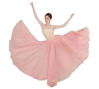 ZYACTU Long Sheer Lyrical Dance Skirt for Women's Swing Wrap Skirt Modern Ballet Costumes Performance, 01-Pink, One Size