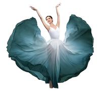 ZYACTU Long Sheer Lyrical Dance Skirt for Women's Swing Wrap Skirt Modern Ballet Costumes Performance, 02-dark Green White, One Size