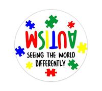 Zyadsinoudor Autism Seeing The World Differently Stickers 50 Pcs Autism Pride Laptop Stickers Autism Child Waterproof Sticker Labels Decal for Women Adults Students Teachers Employees 4inch