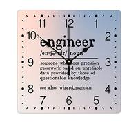 Zyadsinoudor Engineer Definition Square PVC Wall Clock Inspiration Sayings Hanging Clock Words with Definition 10in Battery Operated Novelty Frameless Clocks for Home Office School Kitchen Bedroom