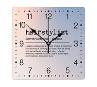 Zyadsinoudor Hairstylist Definition Square PVC Wall Clock Inspirational Sayings Large Wall Clock Typography Wall Art 10in Battery Operated Unique Hanging Wall Clock for Bathroom Living Room Bedroom