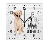 Zyadsinoudor Life Is Better with A Labrador Retriever PVC Clock Dog Owner Gift Square Hanging Wall Clock Puppy Gifts 10in Silent Non-Ticking Novelty Numeral Clocks Decor for Living Room Home Bedroom
