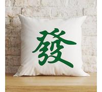Zyadsinoudor Mahjong Tiles Pillow Cover Green Dragon Square Cushion Cover Chinese Characters 16x16in Decorative Pillow Home Cotton Linen Modern Cushion Cases For Couch Sofa Chair Bed Home Car