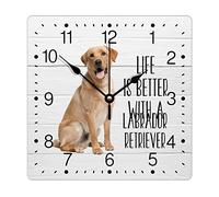 Zyadsinoudor PVC Wall Clock Life Is Better with A Labrador Retriever Frameless Clocks Dog Mom Gift 10in Animal Puppy Square Silent Non-Ticking Novelty Large Wall Clock for Room Home Bedroom School