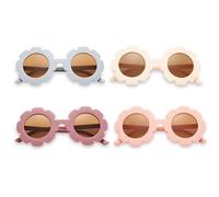 Zyael Toddler Sunglasses - 4 Pairs Flower Kids Round Sunglasses, Colorful Fashion Glasses, Cute Sunflower UV 400 Protection Flexible Frame for Boys Girls Outdoor Sports