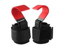 ZYAGH 2pcs Weight Lifting Hook Grips With Wrist Wraps Hand-Bar Strap Gym Fitness Pull-Ups Power Booster Hooks(Red-2pcs)