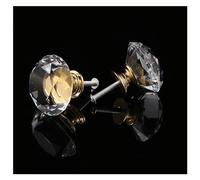 ZYAGH Cabinet Door Handles 2PCS Golden Crystal Glass Handle Single Hole Kitchen Diamond Drawer Door Knobs Handle Furniture Handle for Handles(Gold Bottom1,25mm)