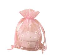 ZYAGH Drawstring Jewelry Mesh Pouch 10PCS 13x18cm Printing Sheer Bags Drawstring For Jewelry Cosmetic Christmas Candy Package For Wedding Party Festival Game(Pink)