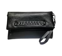 ZYAGH Folding Design Women Clutch Rivets PU Leather Ladies Crossbody Bag Chain Female Shoulder Clutches Black Wallet