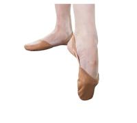 ZYAGH Girls Professional Ballet Shoes Leather Soft Sole Half Covered Gymnastics Slippers(5 Pairs Camel,XL)