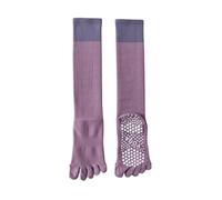 ZYAGH Long Yoga Socks 3 Pairs Women Compression Socks With Grip Non-slip Long Sports Toe Socks Calf Yoga Pilates Five Finger Socks For Yoga(3 pairs purple)