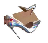 ZYAGH Sparkling High Heels Shiny Patent Leather Pointed Toe Shallow Slip On Pumps Women Sexy for Women(Blue,43)