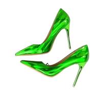 ZYAGH Sparkling High Heels Shiny Patent Leather Pointed Toe Shallow Slip On Pumps Women Sexy for Women(White,44)