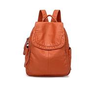 ZYAGH Washed Leather Backpack Small Bags For Teenage Girls All-match Casual Travel Bag(Orange)