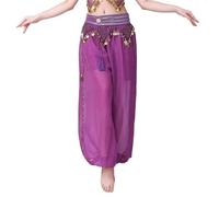 ZYAGH Womens Belly Dance Pants Lantern Shiny Sequins Pants Adult Belly Dance Chiffon Practice Trousers(Color:6)