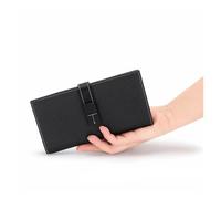 ZYAGH Women's Long Purse Long Women's Wallet Genuine Leather Contrast Color Drawn Head Layer Cowhide Handbag Clip Tide Card Holder Money Purse for Women Use(Black)