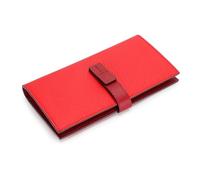 ZYAGH Women's Long Purse Long Women's Wallet Genuine Leather Contrast Color Drawn Head Layer Cowhide Handbag Clip Tide Card Holder Money Purse for Women Use(Red)