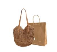 ZYAGH Woven Oulder Bag For Women Faionable Versatile Tote Bag Commuter Sle Holiday Vibes(Brown)