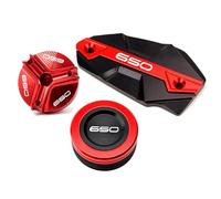 ZYAKOMO 3PCS Compatible with 2025 Ninja 650 Z650 Z 650 Versys 650 Vulcan s 650 Motorcycle Accessories CNC Rear Front Brake Fluid Reservoir Cover Cap Oil Filler Cap (Red)