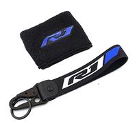 ZYAKOMO Fit For YAMAHA YZFR1 YZF R1 R1M 1999-2023 Motorcycle Front Brake Fluid Reservoir Sock Cover and Keyring, Blue, 1Set