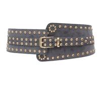 ZYALTFDC Women Suede Wide Elastic Waist Belts Chunky Stretchy Thick Studded Belts for Women Dresses Vintage Waistband Girdle, Gray, Suit for waist size 33.5"-43"