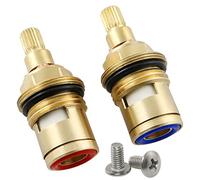 ZYAMY 2pcs Brass Ceramic Stem 20 Teeth Ceramic Disc Cartridge Faucet Valve Replacement Quarter Turn 1/2" for Bathroom Kitchen Tap (1 x Hot & 1 x Cold)