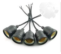 ZYAMY 5pcs Simple Screw Type E26 E27 Temporary Light Socket, Flame Retardant Waterproof Pigtail Lamp Sockets, Black